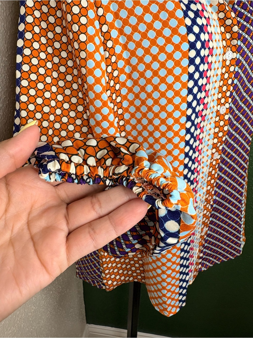 Orange Multi-Pattern Button-Up Top - Picture 3 of 5